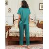 imageEkouaer Satin Pajamas Set for Women Silk Button Down Sleepwear Short Sleeve Loungewear 2 Pieces NightwearBlue Green