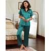 imageEkouaer Satin Pajamas Set for Women Silk Button Down Sleepwear Short Sleeve Loungewear 2 Pieces NightwearBlue Green