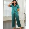 imageEkouaer Satin Pajamas Set for Women Silk Button Down Sleepwear Short Sleeve Loungewear 2 Pieces NightwearBlue Green