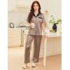 imageEkouaer Satin Pajamas Set for Women Silk Button Down Sleepwear Short Sleeve Loungewear 2 Pieces NightwearBrown