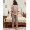 imageEkouaer Satin Pajamas Set for Women Silk Button Down Sleepwear Short Sleeve Loungewear 2 Pieces NightwearBrown