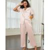 imageEkouaer Satin Pajamas Set for Women Silk Button Down Sleepwear Short Sleeve Loungewear 2 Pieces NightwearChampagne