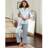 imageEkouaer Satin Pajamas Set for Women Silk Button Down Sleepwear Short Sleeve Loungewear 2 Pieces NightwearClear Blue
