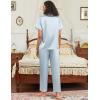 imageEkouaer Satin Pajamas Set for Women Silk Button Down Sleepwear Short Sleeve Loungewear 2 Pieces NightwearClear Blue