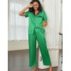imageEkouaer Satin Pajamas Set for Women Silk Button Down Sleepwear Short Sleeve Loungewear 2 Pieces NightwearGreen