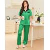 imageEkouaer Satin Pajamas Set for Women Silk Button Down Sleepwear Short Sleeve Loungewear 2 Pieces NightwearGreen