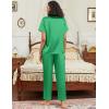 imageEkouaer Satin Pajamas Set for Women Silk Button Down Sleepwear Short Sleeve Loungewear 2 Pieces NightwearGreen