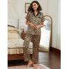 imageEkouaer Satin Pajamas Set for Women Silk Button Down Sleepwear Short Sleeve Loungewear 2 Pieces NightwearKhaki Black Leopard