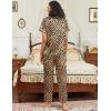 imageEkouaer Satin Pajamas Set for Women Silk Button Down Sleepwear Short Sleeve Loungewear 2 Pieces NightwearKhaki Black Leopard