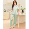 imageEkouaer Satin Pajamas Set for Women Silk Button Down Sleepwear Short Sleeve Loungewear 2 Pieces NightwearLight Green