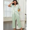 imageEkouaer Satin Pajamas Set for Women Silk Button Down Sleepwear Short Sleeve Loungewear 2 Pieces NightwearLight Green