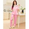 imageEkouaer Satin Pajamas Set for Women Silk Button Down Sleepwear Short Sleeve Loungewear 2 Pieces NightwearLight Pink