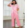 imageEkouaer Satin Pajamas Set for Women Silk Button Down Sleepwear Short Sleeve Loungewear 2 Pieces NightwearLight Pink