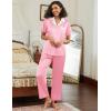 imageEkouaer Satin Pajamas Set for Women Silk Button Down Sleepwear Short Sleeve Loungewear 2 Pieces NightwearLight Pink