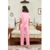 imageEkouaer Satin Pajamas Set for Women Silk Button Down Sleepwear Short Sleeve Loungewear 2 Pieces NightwearLight Pink