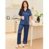 imageEkouaer Satin Pajamas Set for Women Silk Button Down Sleepwear Short Sleeve Loungewear 2 Pieces NightwearNavy Blue