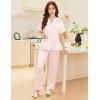 imageEkouaer Satin Pajamas Set for Women Silk Button Down Sleepwear Short Sleeve Loungewear 2 Pieces NightwearPink Leopard