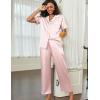 imageEkouaer Satin Pajamas Set for Women Silk Button Down Sleepwear Short Sleeve Loungewear 2 Pieces NightwearPink Leopard