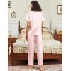 imageEkouaer Satin Pajamas Set for Women Silk Button Down Sleepwear Short Sleeve Loungewear 2 Pieces NightwearPink Leopard