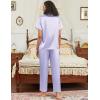 imageEkouaer Satin Pajamas Set for Women Silk Button Down Sleepwear Short Sleeve Loungewear 2 Pieces NightwearPurple