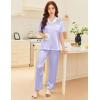 imageEkouaer Satin Pajamas Set for Women Silk Button Down Sleepwear Short Sleeve Loungewear 2 Pieces NightwearPurple