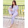 imageEkouaer Satin Pajamas Set for Women Silk Button Down Sleepwear Short Sleeve Loungewear 2 Pieces NightwearPurple