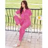 imageEkouaer Satin Pajamas Set for Women Silk Button Down Sleepwear Short Sleeve Loungewear 2 Pieces NightwearRose Leopard