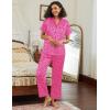 imageEkouaer Satin Pajamas Set for Women Silk Button Down Sleepwear Short Sleeve Loungewear 2 Pieces NightwearRose Leopard
