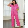 imageEkouaer Satin Pajamas Set for Women Silk Button Down Sleepwear Short Sleeve Loungewear 2 Pieces NightwearRose Leopard