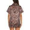 imageEkouaer Silk Pajamas for Women Short Sleeve Sleepwear Soft Button Down Loungewear 2 Piece Satin Pjs Shorts Set SXXLLeopard