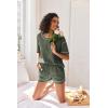 imageEkouaer Womens Waffle Knit Two Piece Lounge Set Soft Matching Outfits for Daily Wear Casual Shorts Set with PocketArmy Green