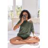imageEkouaer Womens Waffle Knit Two Piece Lounge Set Soft Matching Outfits for Daily Wear Casual Shorts Set with PocketArmy Green