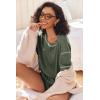 imageEkouaer Womens Waffle Knit Two Piece Lounge Set Soft Matching Outfits for Daily Wear Casual Shorts Set with PocketArmy Green