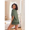 imageEkouaer Womens Waffle Knit Two Piece Lounge Set Soft Matching Outfits for Daily Wear Casual Shorts Set with PocketArmy Green