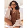 imageEkouaer Womens Waffle Knit Two Piece Lounge Set Soft Matching Outfits for Daily Wear Casual Shorts Set with PocketCaramel Colour