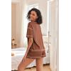 imageEkouaer Womens Waffle Knit Two Piece Lounge Set Soft Matching Outfits for Daily Wear Casual Shorts Set with PocketCaramel Colour