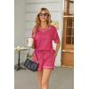 imageEkouaer Womens Waffle Knit Two Piece Lounge Set Soft Matching Outfits for Daily Wear Casual Shorts Set with PocketHot Pink