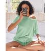 imageEkouaer Womens Waffle Knit Two Piece Lounge Set Soft Matching Outfits for Daily Wear Casual Shorts Set with PocketIce Green