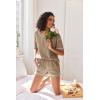imageEkouaer Womens Waffle Knit Two Piece Lounge Set Soft Matching Outfits for Daily Wear Casual Shorts Set with PocketKhaki