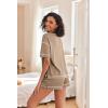 imageEkouaer Womens Waffle Knit Two Piece Lounge Set Soft Matching Outfits for Daily Wear Casual Shorts Set with PocketKhaki