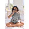 imageEkouaer Womens Waffle Knit Two Piece Lounge Set Soft Matching Outfits for Daily Wear Casual Shorts Set with PocketLight Gray