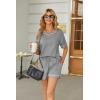 imageEkouaer Womens Waffle Knit Two Piece Lounge Set Soft Matching Outfits for Daily Wear Casual Shorts Set with PocketLight Gray