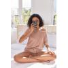 imageEkouaer Womens Waffle Knit Two Piece Lounge Set Soft Matching Outfits for Daily Wear Casual Shorts Set with PocketLotus Root Starch