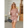 imageEkouaer Womens Waffle Knit Two Piece Lounge Set Soft Matching Outfits for Daily Wear Casual Shorts Set with PocketLotus Root Starch