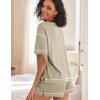 imageEkouaer Womens Waffle Knit Two Piece Lounge Set Soft Matching Outfits for Daily Wear Casual Shorts Set with PocketMoon Gray