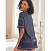 imageEkouaer Womens Waffle Knit Two Piece Lounge Set Soft Matching Outfits for Daily Wear Casual Shorts Set with PocketNavy Blue