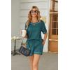 imageEkouaer Womens Waffle Knit Two Piece Lounge Set Soft Matching Outfits for Daily Wear Casual Shorts Set with PocketPeacock Blue