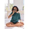 imageEkouaer Womens Waffle Knit Two Piece Lounge Set Soft Matching Outfits for Daily Wear Casual Shorts Set with PocketPeacock Blue