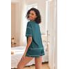 imageEkouaer Womens Waffle Knit Two Piece Lounge Set Soft Matching Outfits for Daily Wear Casual Shorts Set with PocketPeacock Blue