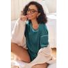 imageEkouaer Womens Waffle Knit Two Piece Lounge Set Soft Matching Outfits for Daily Wear Casual Shorts Set with PocketPeacock Blue